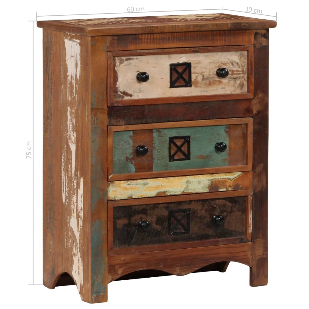 Chest of Drawers 60x30x75 cm Solid Reclaimed Wood